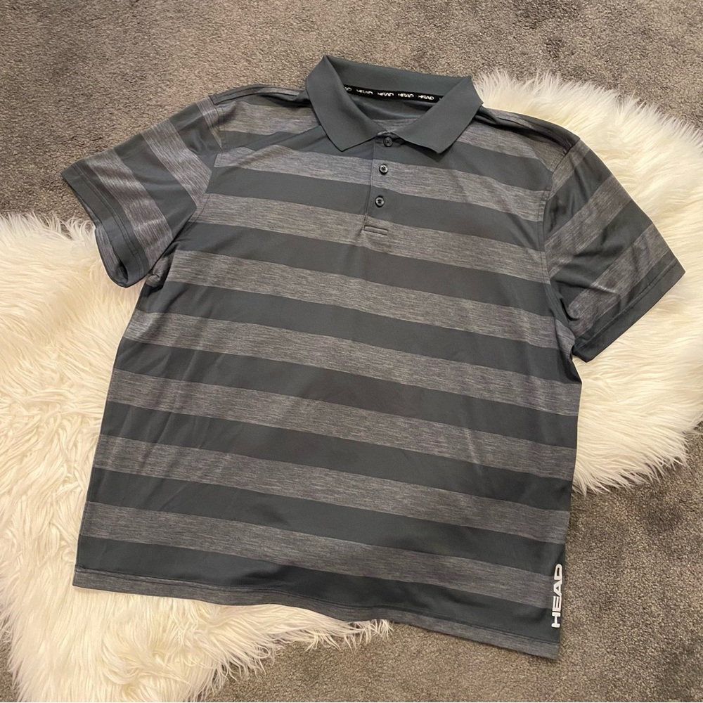 HEAD Men's Charcoal and Gray Polo Shirt